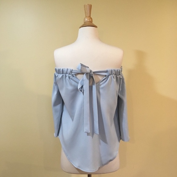 Off Shoulder Bow Tie Back Blouse - Picture 4 of 4